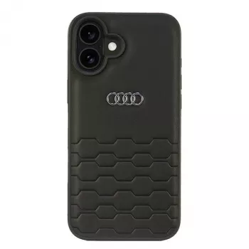 Audi Synthetic Leather Hard Case for iPhone 16 Plus 6.7 inch - Black