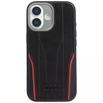 Pouzdro Audi R8 z pravé kůže MagSafe pro iPhone 17 černo-červené