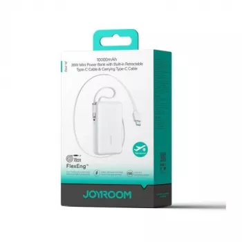 Powerbanka Joyroom JR-PR2 35W 10000mAh s výsuvným kabelem USB-C a vestavěným kabelem Lightning – bílá