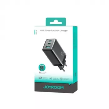 Joyroom JR-TG10 65W GaN síťová nabíječka 2x USB-C + USB-A s 100W kabelem USB-C na USB-C 1,2m, černá