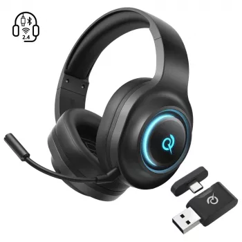 QCY Heroad V200 tri-mode gaming headset s 7.1 surround zvukem, 240h baterií, odnímatelným mikrofonem – černý