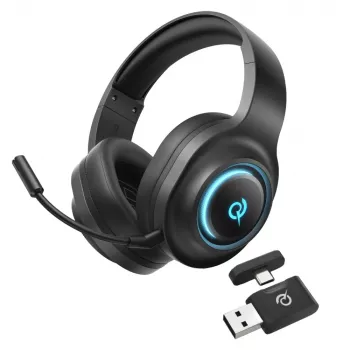 QCY Heroad V200 tri-mode gaming headset s 7.1 surround zvukem, 240h baterií, odnímatelným mikrofonem – černý