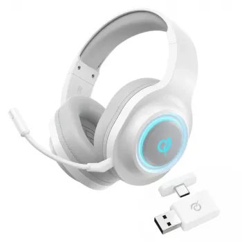 QCY Heroad V200 tri-mode gaming headset s virtuálním 7.1 surround zvukem, 240h baterií, odnímatelným mikrofonem – bílý