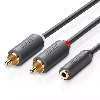 UGREEN AV102 audio kabel 2x RCA (Cinch) na 3,5 mm jack 0,25 m černý