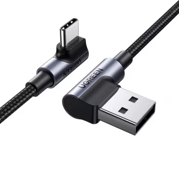 UGREEN úhlový kabel USB-C na USB-A 2.0 US176, 3A, 3 m černý