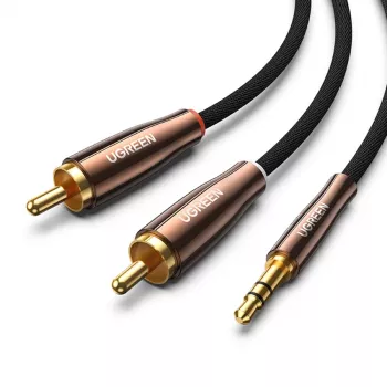 UGREEN audio kabel 2x RCA (Cinch) na 3,5 mm, 2 m, černý