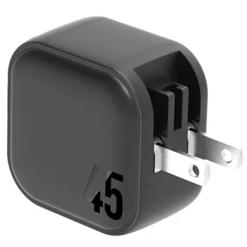 ENERGEA Travelite GAN45 45W GaN USB-C dvouportová cestovní nabíječka s adaptéry US+EU, černá