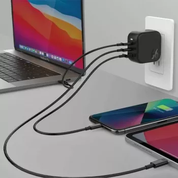 ENERGEA Travelite GAN66 66W GaN USB-C nabíječka 2C1A černá US+EU