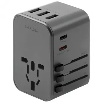 ENERGEA Travelworld 35.5W 3A2C USB nabíječka se zástrčkami US/EU/UK/AU, gunmetal