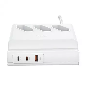 USAMS 65W Super SiFast nabíjecí USB prodlužovací zásuvka EU bílá CC160TC01 (US-CC160)