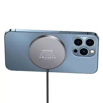 USAMS magnetická bezdrátová nabíječka 15W hliník černá US-CD183