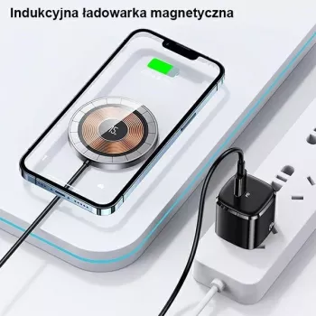 USAMS magnetická bezdrátová nabíječka 15W hliník černá US-CD183