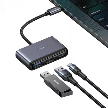 USAMS 5v1 USB-C hub USB 2.0/USB 3.0/USB-C/TF/SD tmavě šedý SJ628HUB01 (US-SJ628)