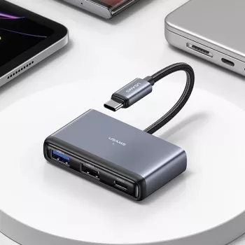 USAMS 5v1 USB-C hub USB 2.0/USB 3.0/USB-C/TF/SD tmavě šedý SJ628HUB01 (US-SJ628)