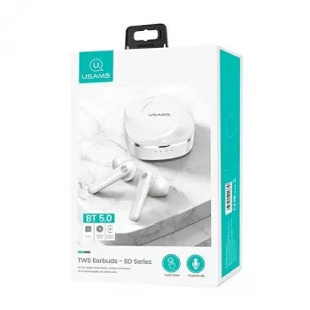 Bezdrátová sluchátka USAMS SDseries BHUSD01 True Wireless Stereo Bluetooth 5.0 bílá