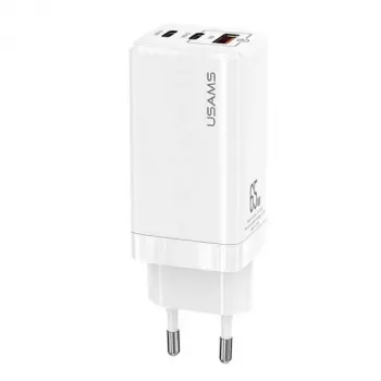 USAMS GaN 65W rychlonabíječka MT T33 PD 2xUSB-C + USB-A bílá CC110TC02 (US-CC110)