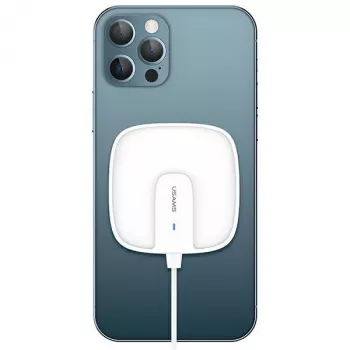 USAMS US-CD159 magnetická bezdrátová nabíječka 15W extra tenká pro iPhone 12 Series bílá