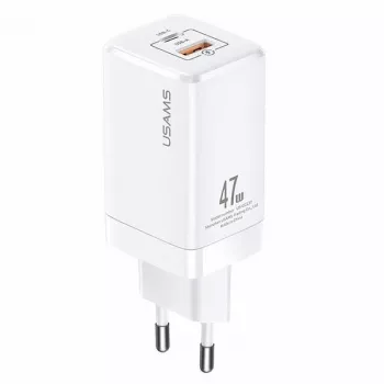 USAMS T41 GaN 47W USB-C + USB-A rychlonabíječka (bílá) CC137TC02