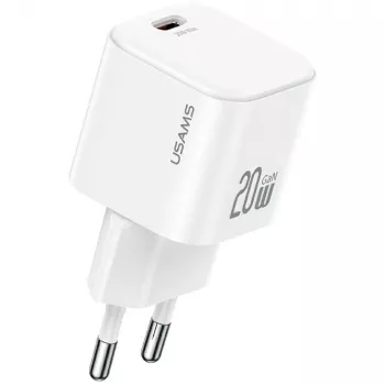 USAMS 20W USB-C PD nástěnná nabíječka s Lightning kabelem (1m) - bílá