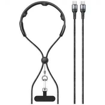 USAMS SJ759 U89 100W rychlonabíjecí USB-C kabel s masážním nástavcem, 1,2m, černý