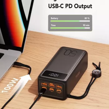 VEGER Powerbank Tank Boost PD QC3.0 5A 130W 56000 mAh černá W5001C