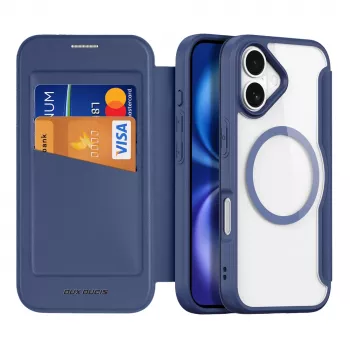 DUXDUCIS Skin X Pro peněženkové pouzdro pro Apple iPhone 17 Air s MagSafe a přihrádkou na karty - modré