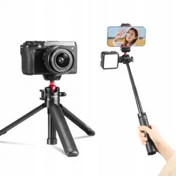ULANZI MT-16 Mini Tripod Selfie Stick with Ball Head and Cold Shoe, Black