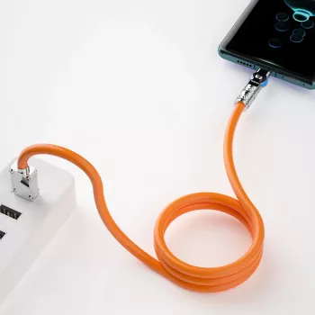 Dudao L24CC kabel USB-C na USB-C úhlový 120W 1m 180° otočný oranžový
