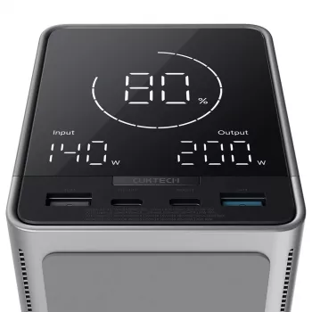 CUKTECH 300W 40000 mAh power banka s bezdrátovým nabíjením 2x USB-C + 2x USB-A černá