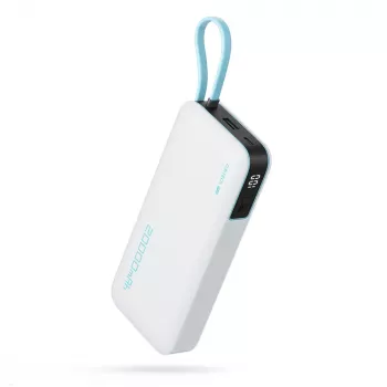 CUKTECH CUKP200NGLLG 55W 20000mAh powerbanka s vestavěným USB-C kabelem - bílá