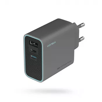 CUKTECH CUKAD653EUGR 65W GaN 3portová USB-C & USB-A síťová nabíječka - šedá