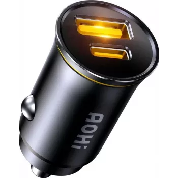 AOHi Superauto PD 65W GaN síťový adaptér 1x USB-C 1x USB-A černý