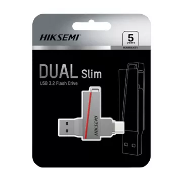 USB flash disk HIKSEMI CLE USB 64 GB E307C U3 Dual USB 3.2 a USB Type-C, šedý