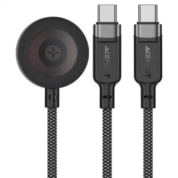 ACEFAST C6-11 3v1 nabíjecí kabel USB-C na 2x USB-C a Qi bezdrátové nabíjení, 100W, 1,2 m, černý