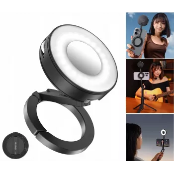 ULANZI ML05 magnetické LED video světlo se zrcátkem, kompatibilní s MagSafe, 2500K-9000K, 3W, černé