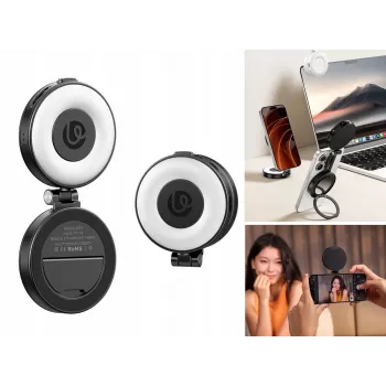 ULANZI LM23 LED video světlo se zrcátkem a MagSafe držákem, 6W Bi-Color 2500K-9000K, 2000mAh baterie, USB-C, černá
