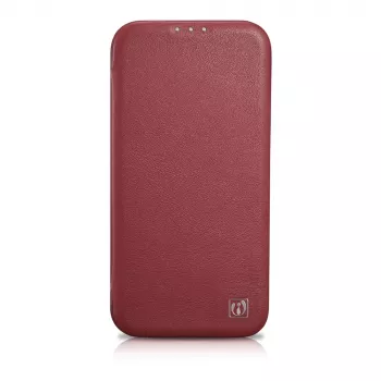 Kožené pouzdro Icarer CE Premium Leather Folio pro iPhone 14 Plus s magnetickou klopou MagSafe, červené (WMI14220715-RD)