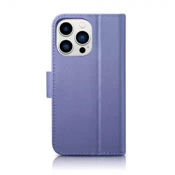 Peněženkové pouzdro iCarer Wallet Case 2v1 pro iPhone 14 Pro, kožené folio s RFID blokací, světle fialové (WMI14220726-LP)