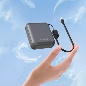 Dudao K22+ ultra kompaktní power banka 10000mAh 22.5W USB-C se šňůrkou/kabelem - šedá