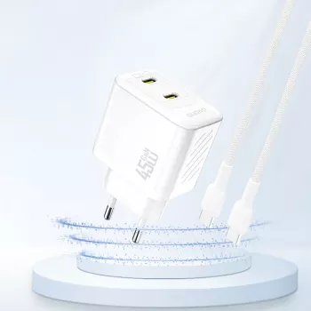 Dudao A28PEU 45W 2xUSB-C síťová nabíječka bílá