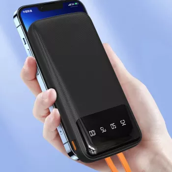 Dudao K6Pro univerzální powerbanka 10000mAh s kabelem USB, USB-C, Lightning černá (K6Pro-black)