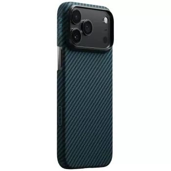 PITAKA Ultra-Slim MagSafe pouzdro pro iPhone 17 Pro Max, černá/modrá tkanina Twill aramidové vlákno