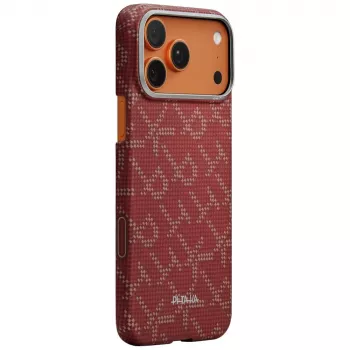 Ultra tenké pouzdro PITAKA Ultra-Slim Monogram MagSafe pro Apple iPhone 17 Pro, Gold Red