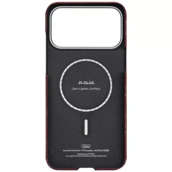 Ultra tenké pouzdro PITAKA Ultra-Slim Monogram MagSafe pro Apple iPhone 17 Pro, Gold Red