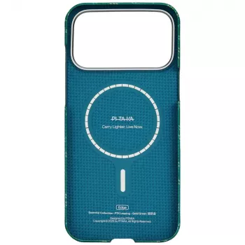 Ultra tenké pouzdro PITAKA Ultra-Slim Monogram MagSafe pro iPhone 17 Pro, Gold Green