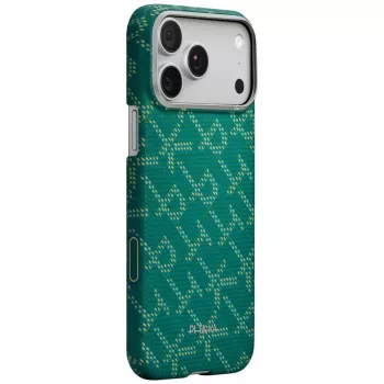 Ultra tenké pouzdro PITAKA Ultra-Slim Monogram MagSafe pro iPhone 17 Pro Max, Gold Green