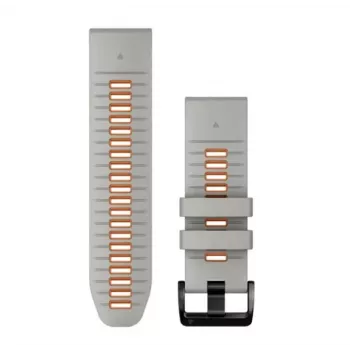 Silikonový řemínek k hodinkám Garmin QuickFit 26 mm, Mist Grey/Orange (010-13281-02)