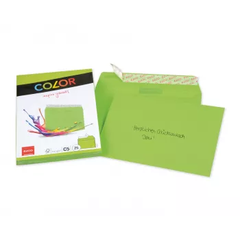 ELCO Color Envelope C5 (162 x 229 mm), without window, self-adhesive, 100 g/m², Green, 25 pcs (74618.62)