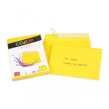 ELCO Color Envelope C5 (162 x 229 mm), without window, self-adhesive, 100 g/m², Yellow, 25 pcs (74618.72)