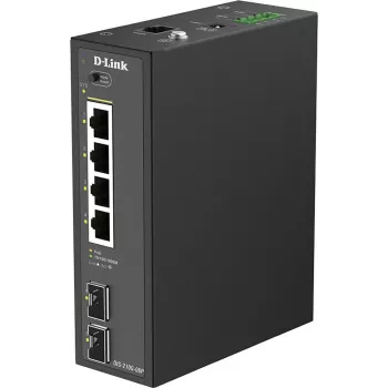 D-Link DIS-210G-06P Industrial Smart Managed Gigabit PoE+ Switch, 4 PoE+ porty, 2 SFP, 120W